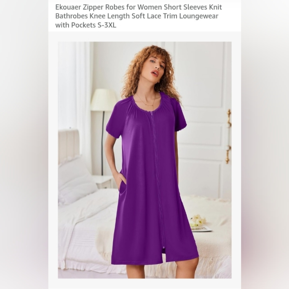 Women's Purple Short Sleeve Robe
